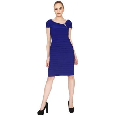 Fuegobella Women Bodycon Blue Dress