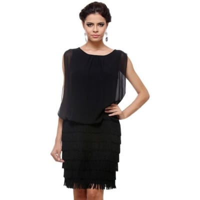 Fuegobella Women Sheath Black Dress
