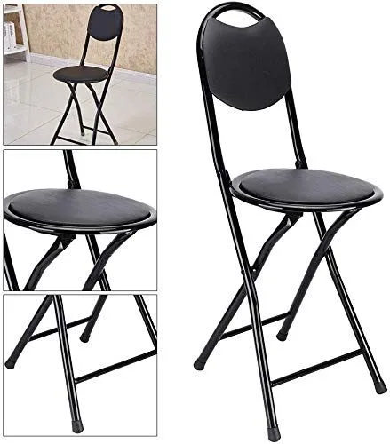 IYB-Strong Heavy Duty Folding Stool Chair Office Home Garden Breakfast Outdoor Padded Black - Set of 4p - Image 6