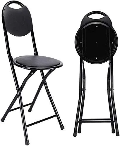 IYB-Strong Heavy Duty Folding Stool Chair Office Home Garden Breakfast Outdoor Padded Black - Set of 4p - Image 5