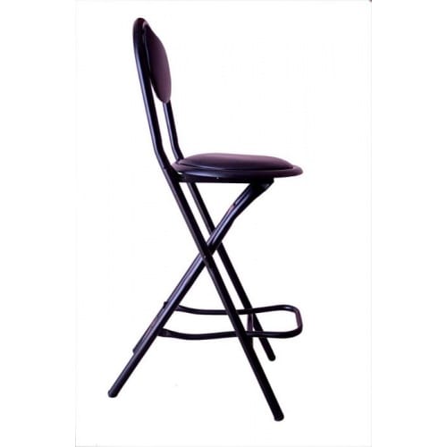 IYB S.K. Strong Heavy Duty Folding Stool Chair with Foot Rest & Higher Height for Kitchen Office Breakfast Padded Black - 1P - Image 2