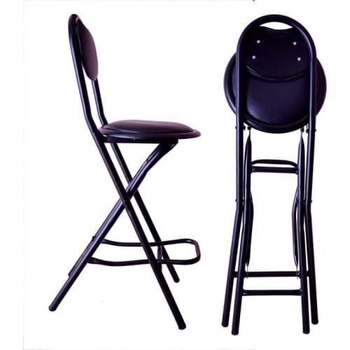 IYB S.K. Strong Heavy Duty Folding Stool Chair with Foot Rest & Higher Height for Kitchen Office Breakfast Padded Black - 1P - Image 6
