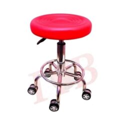 "IYB® Adjustable Height Revolving Stool with Heavy Duty Alloy Base & Twin Caster Wheels – Multipurpose Doctor, Kitchen, Office, Cafeteria & Bar Stool (Red Finish)"