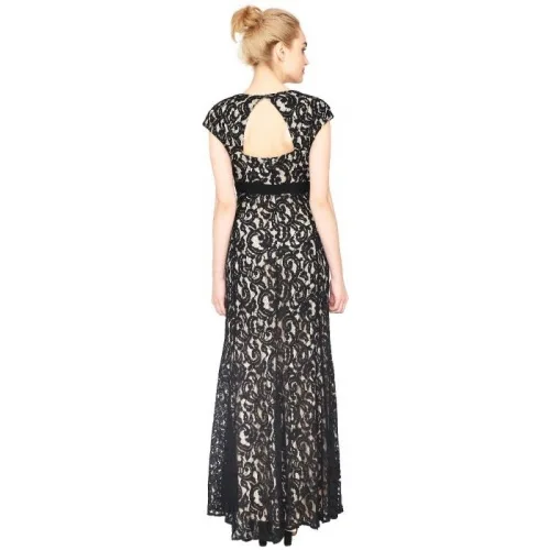 Fuegobella Women Cap Sleeve Lace Evening Gown Dress - Image 4
