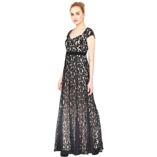 Fuegobella Women Cap Sleeve Lace Evening Gown Dress - Image 3