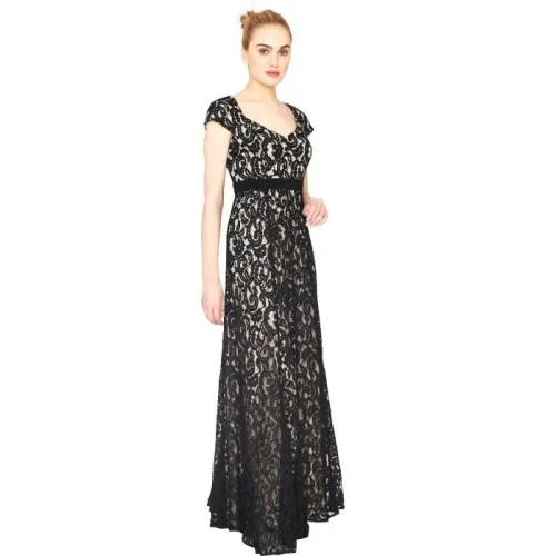 Fuegobella Women Cap Sleeve Lace Evening Gown Dress - Image 2