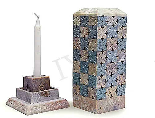IYB-Handcrafted Soapstone Marble Chess Design 7 inch Incense Holder, Tea Light & Candle Holder, Diffuser Agarbatti Stand (Free 6 Incense Sticks) - Image 2