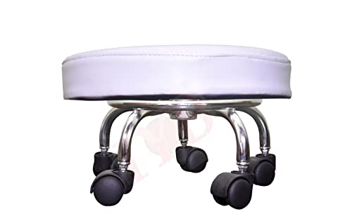 White rolling online stool