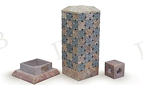IYB-Handcrafted Soapstone Marble Chess Design 7 inch Incense Holder, Tea Light & Candle Holder, Diffuser Agarbatti Stand (Free 6 Incense Sticks) - Image 7