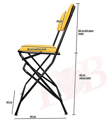 IYB - (24 inch) Square Strong Heavy Duty Folding Padded Chair with Foot Rest for Kitchen, Restaurant & Bar, etc (Yellow) - Image 3
