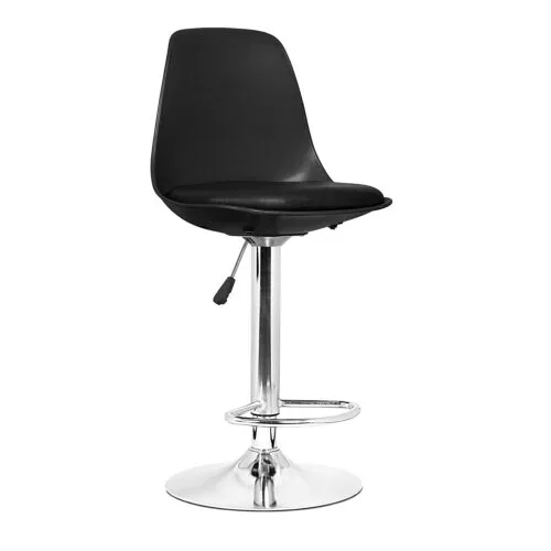 IYB Home Rapid High Bar Chair/Kitchen/Office/Resturent/Cafetraria/Icecream Parlour/Hotel Ajustable Height 25 to 32 inches & Rounding Stool [Black] 1 Pc