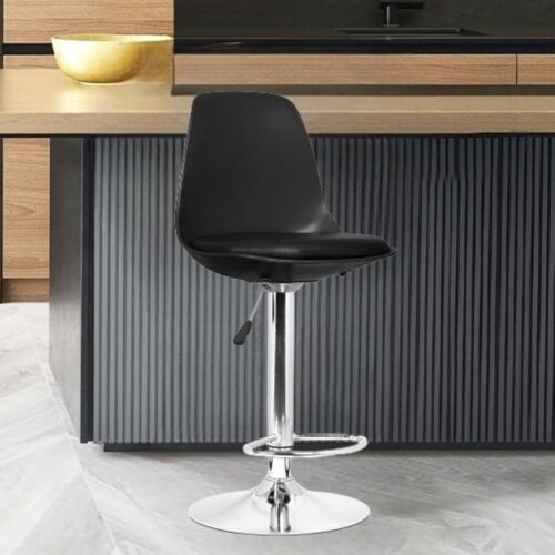 "IYB Home Rapid High Bar Chair – Adjustable Height 25 to 32 Inches, Round Revolving Stool for Kitchen, Office, Restaurant, Cafeteria, Ice-Cream Parlour & Hotel (Black, 1 Pc)" - Image 2