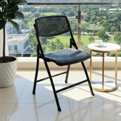 IYB® Folding Metal Chair with Nylon Seat and Backrest for Home/Kitchen/Study Chair and Restaurant/Outdoor Chair